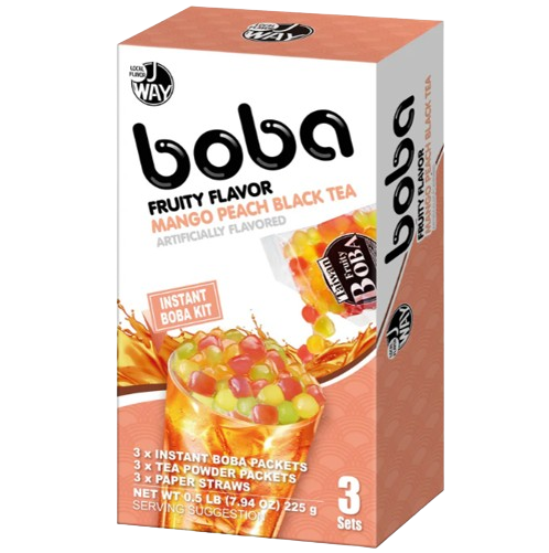 Boba Fruity Flavor Mango Peach Black Tea芒果蜜桃水果風味珍珠紅茶